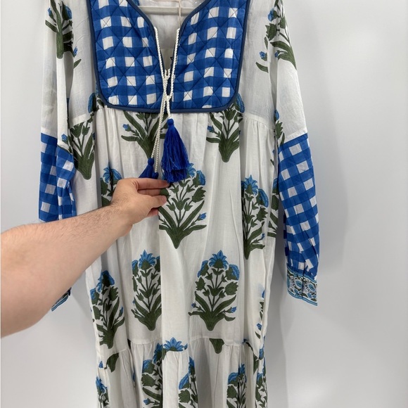SZ Blockprints Shopbop Jodhpur floral block print cotton midi dress medium NWT - Picture 4 of 16